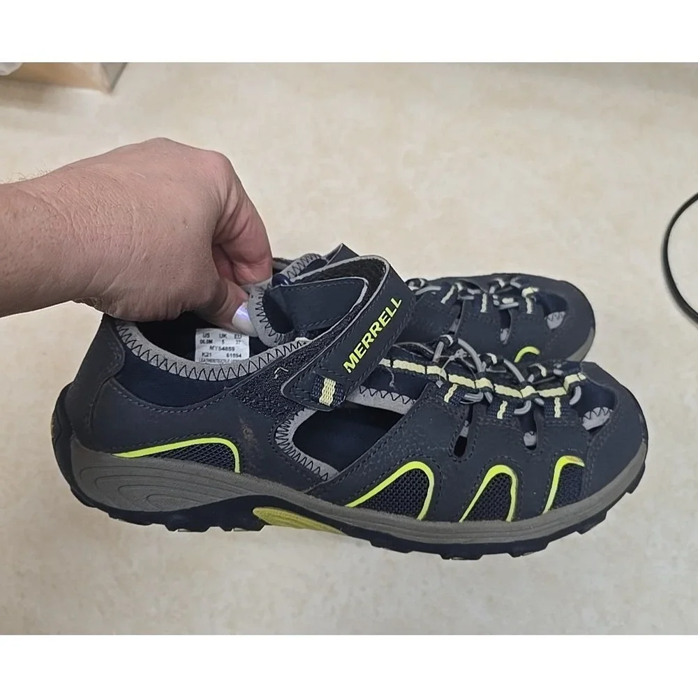 Merrell Hydro H2O Navy Blue Leather Outdoor Trail Hiker Sandals Boys Size 6M
